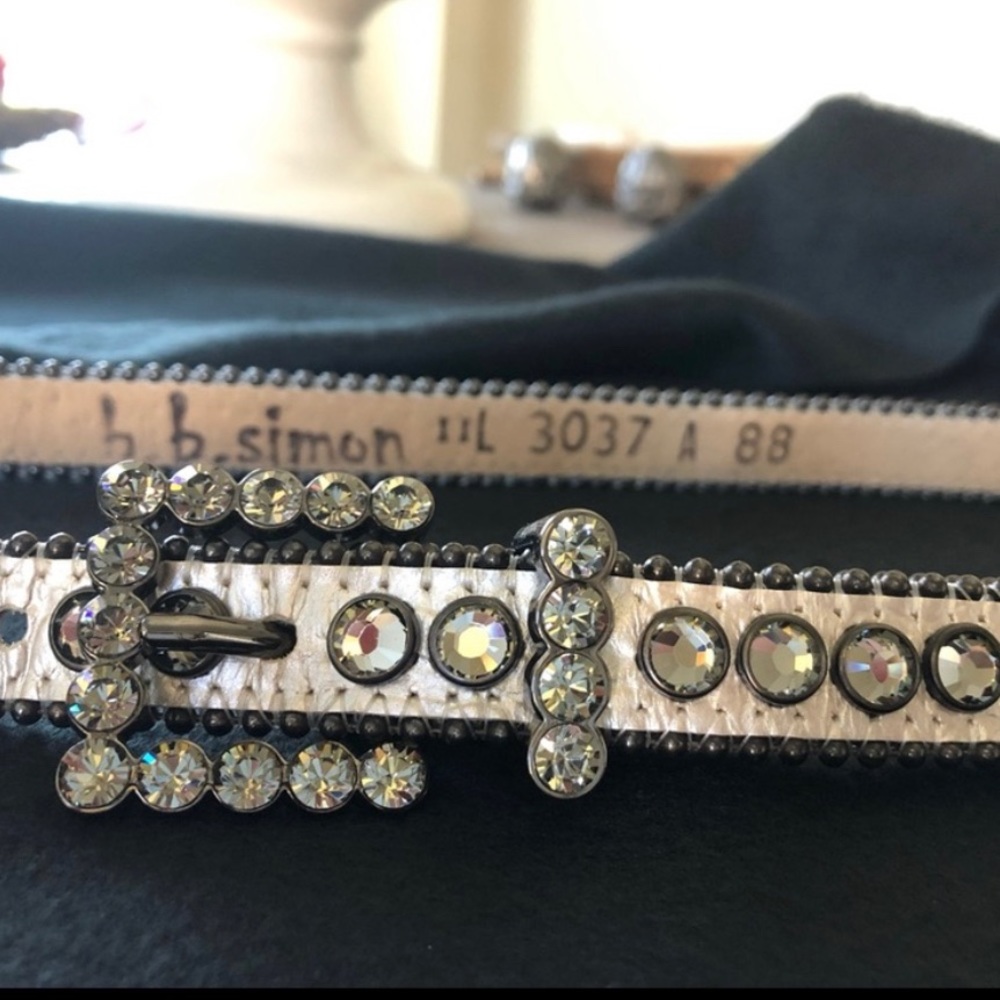 Authentic BB Simon silver leather studded belt